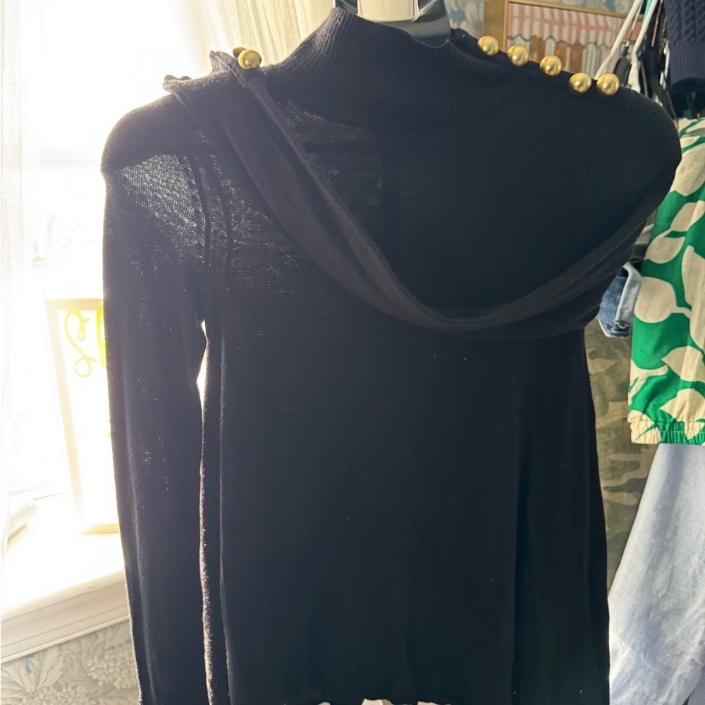 NWT INC International Concepts Black Sweater with Gold Buttons